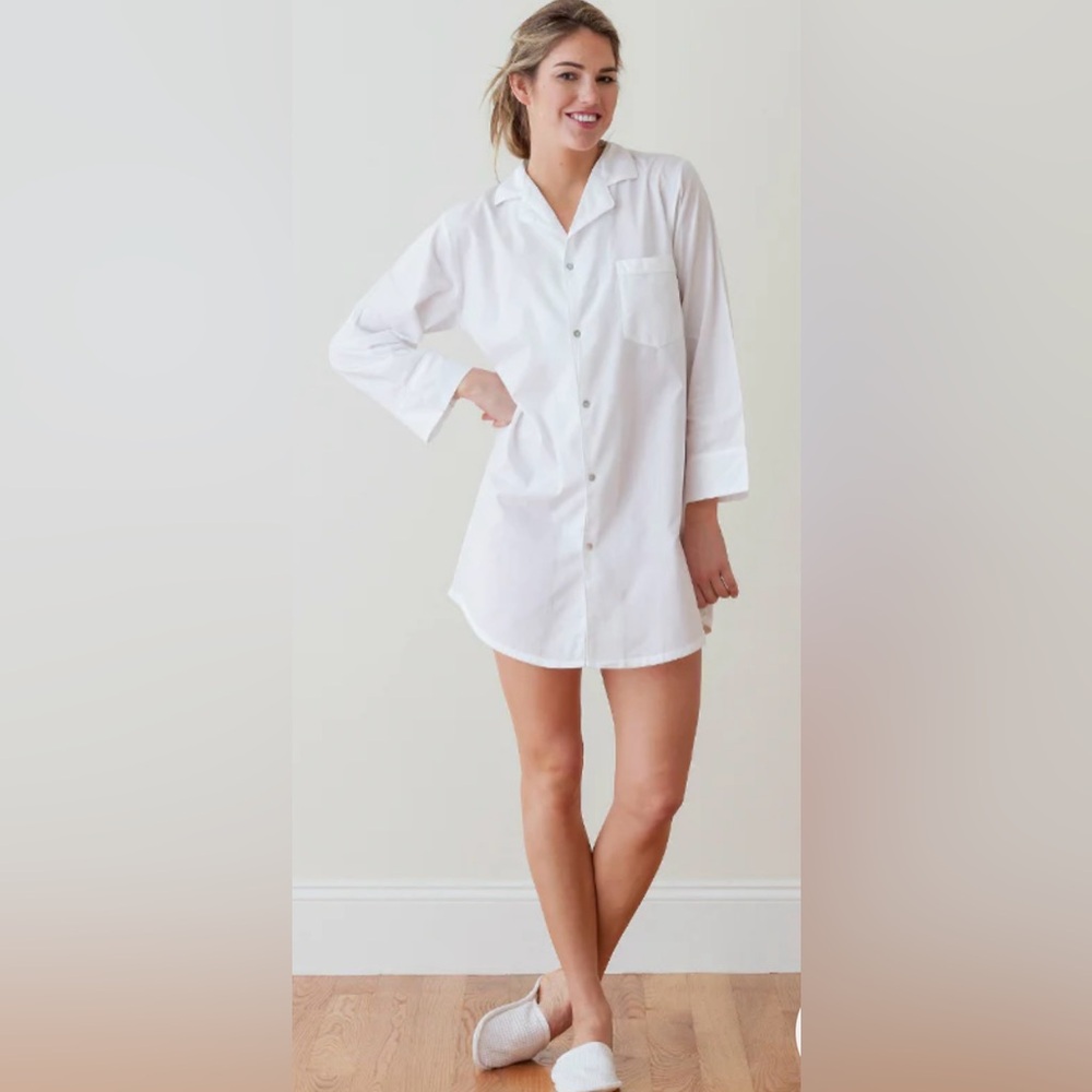 Jacaranda Living Ginny Nightshirt White Button-Up Shirt Dress New Medium